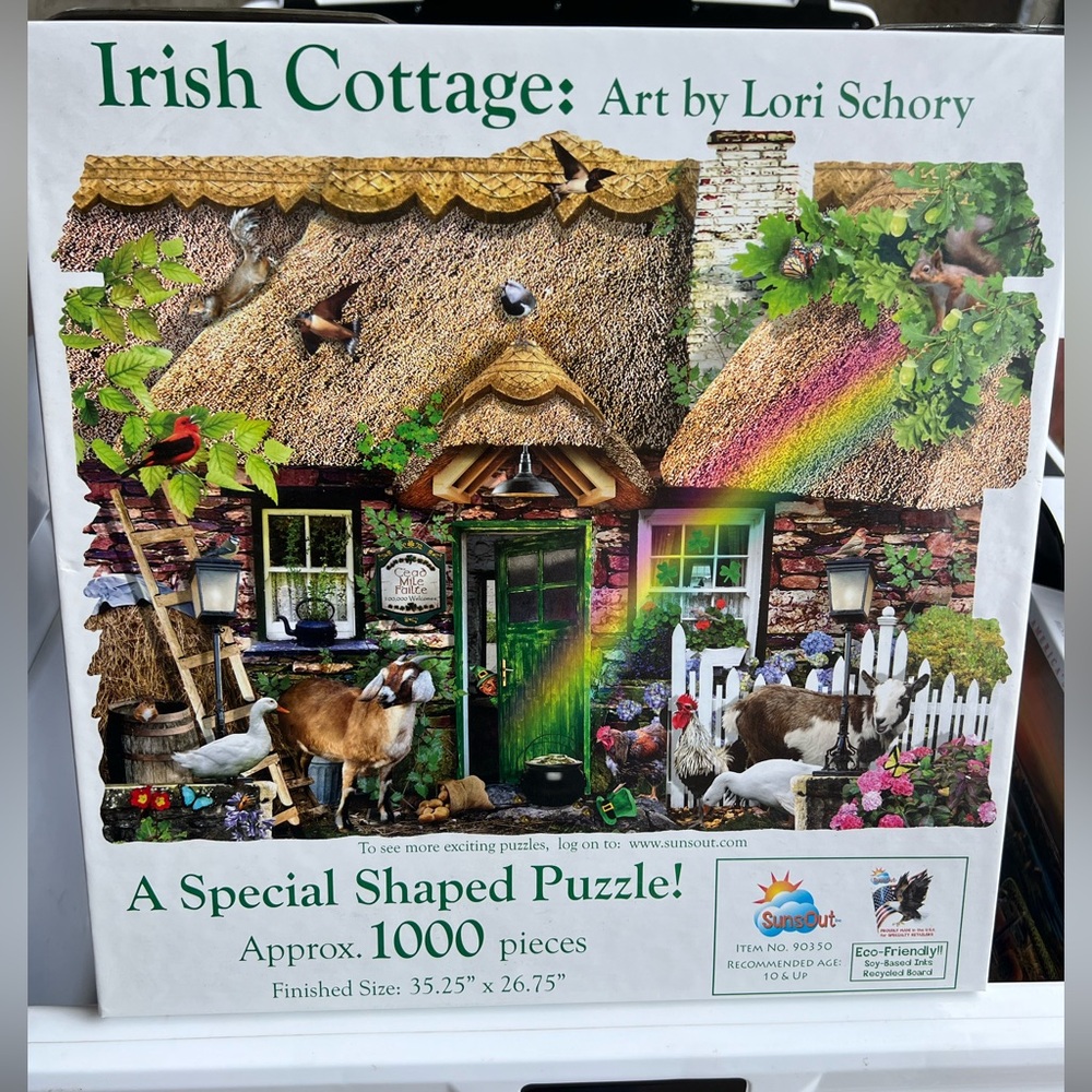 Irish Cottage Scene 1000-Piece Puzzle Special Shaped